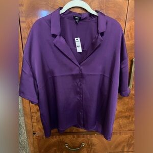 Express short sleeve shirt in purple new with tags size L